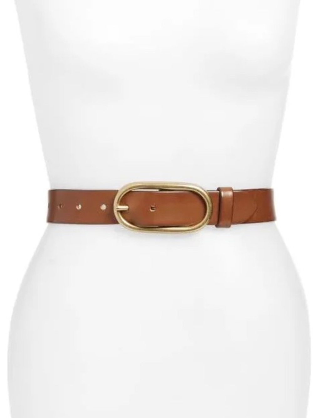 Treasure & Bond Oval Buckle Belt | Cognac Brown | Genuine Leather | XS
